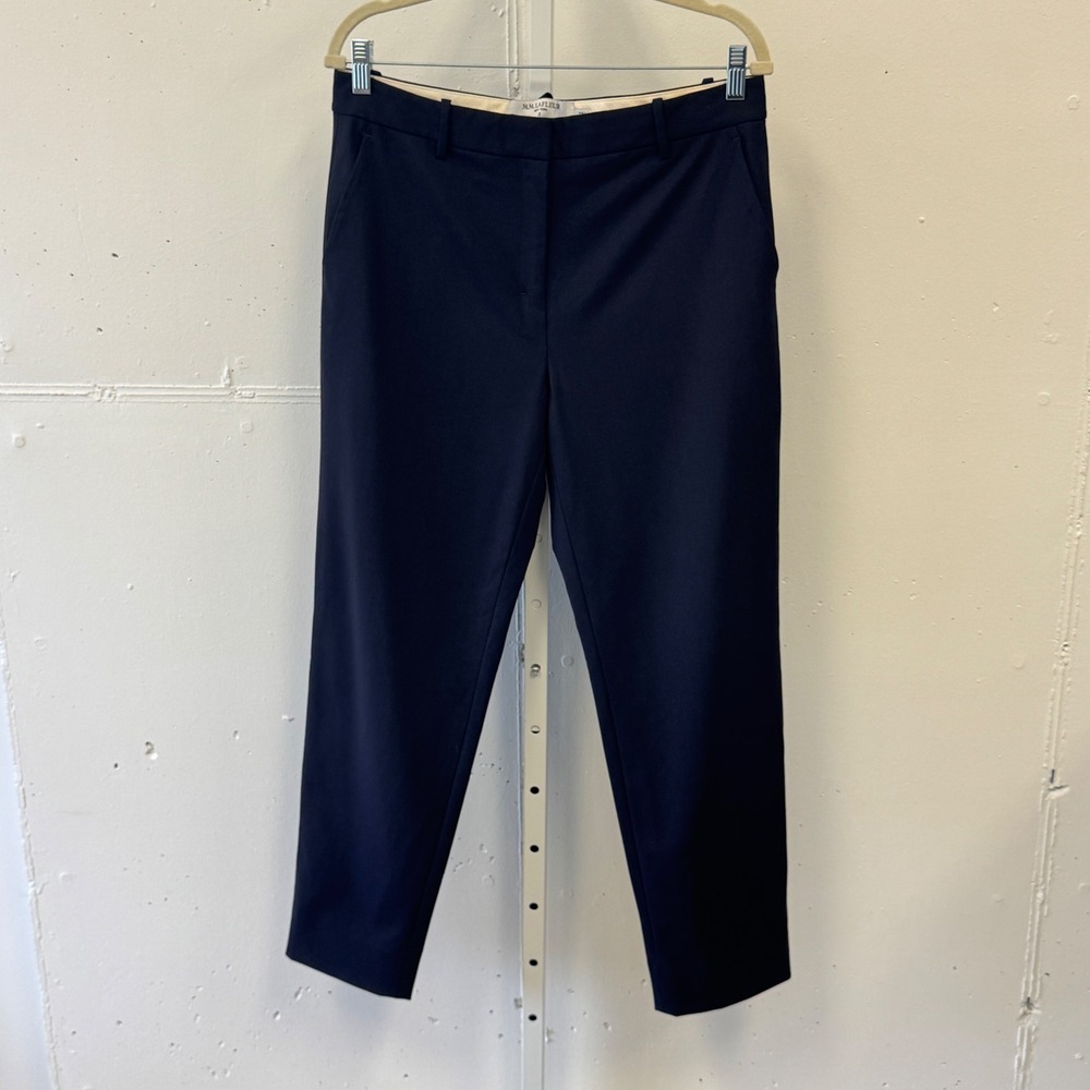 MM LaFleur Foster Blend Tailored Trousers Pants Size 8 Navy Wool MWT3GXB